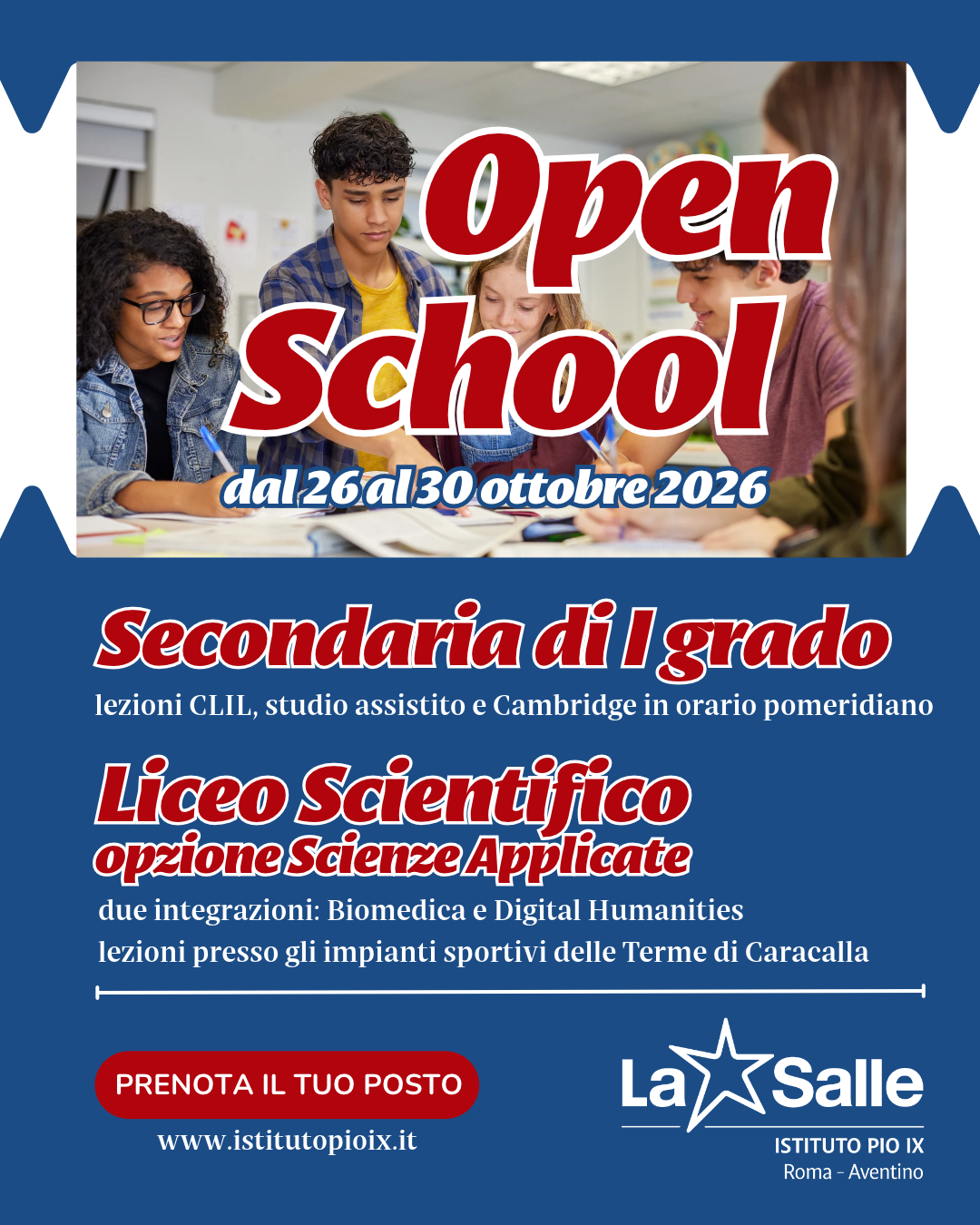 Open Day 2026 - Secondaria di primo grado e Liceo Scientifico Istituto Pio IX